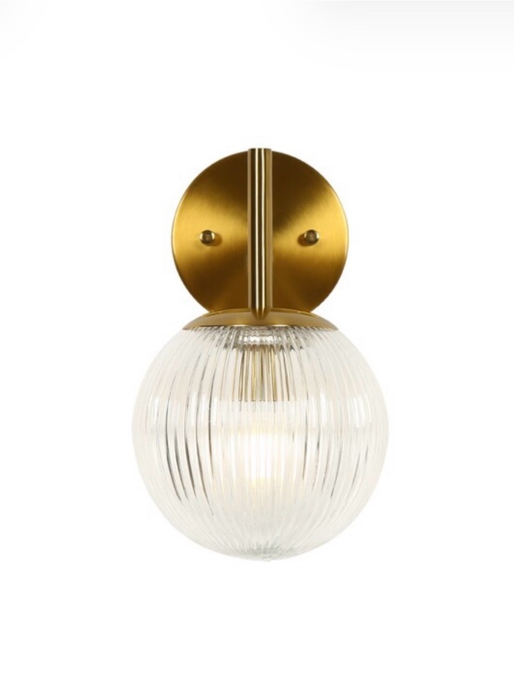 New Uolfin Brass Wall Sconce with Ribbed Glass Globe